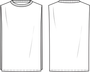 Women's Side Split Knit Vest. Vest technical fashion illustration. Flat apparel vest template front and back, white colour. Women's CAD mock-up.