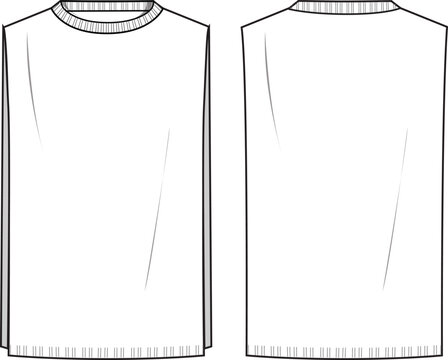 Women's Side Split Knit Vest. Vest technical fashion illustration. Flat apparel vest template front and back, white colour. Women's CAD mock-up.
