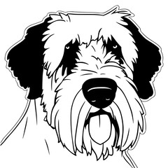 Fototapeta premium Black Russian Terrier Head SVG Black and White Illustration Art Generative AI.