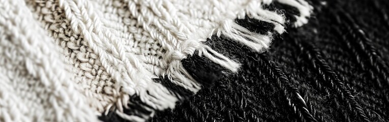 Close-up of Black and White Rug
