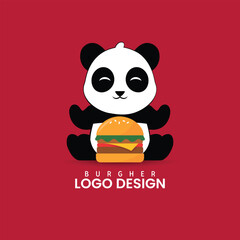 Panda Burger realistic vector Logo 