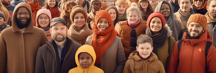 Fototapeta premium group of people in winter clothes