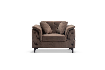 Brown small size sofa on white background
