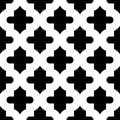 Seamless pattern with ogee ornament. Oriental traditional ornamentation with repeated rounded shapes. Window tracery wallpaper. Grid motif. Digital paper, textile print, web design. Vector art image.