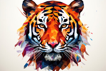 Wild Tiger: Majestic Face of Nature's Power - Abstract Wildlife Illustration