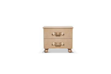 light brown modern wood bedside table isolated on white background
