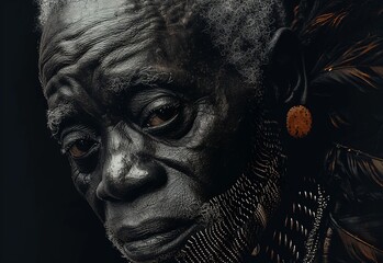 Portrait of Tribal African. AI Generative