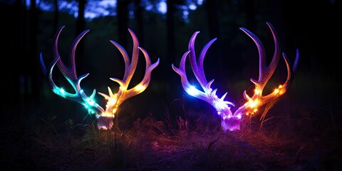 a really cool picture of deer horns that are glowing and magical! -