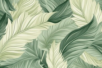 Abstract pattern with green tropical palm leaves