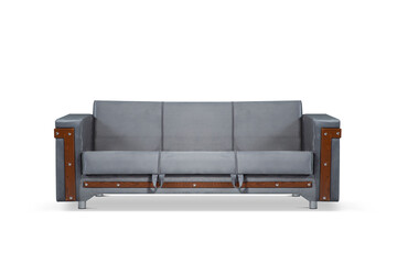 grey sofa comebed on white background
