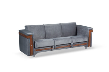 grey sofa comebed on white background
