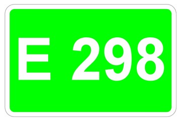 Illustration eines Europastraßenschildes der E 298 in Europa	