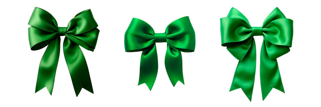 Festive green bows for St. Patrick's Day. . Clipart, scenery cut out on a transparent background
