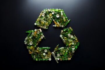 Recycling symbol, dark background. Environmental protection, ecology, recycle concept