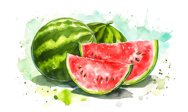 Watermelons. Watercolor illustration on a white background