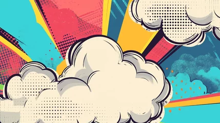 Rolgordijnen Wow pop art message cloud. Vector colorful background in pop art retro comic style. © Furkan