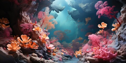 Fototapeta na wymiar cene where sunlight and coral unite, creating a mesmerizing dance of color