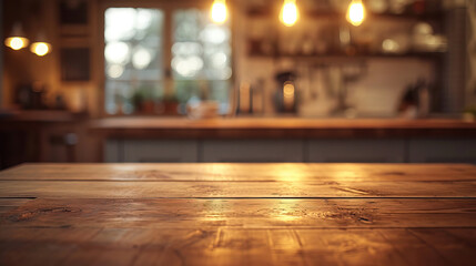 The tabletop banner in the vicinity with the blurred background of the kitchen is an elegant and stylish interior solution.