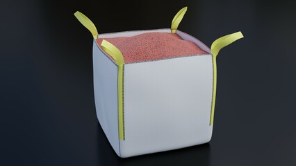 Big-Bag mit Kies und gelben Schlaufen