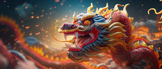 Obraz premium Year of the dragon, chinese zodiac 2024
