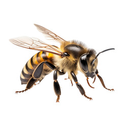 Close up of bee isolated on transparent and white background. Generative ai - obrazy, fototapety, plakaty