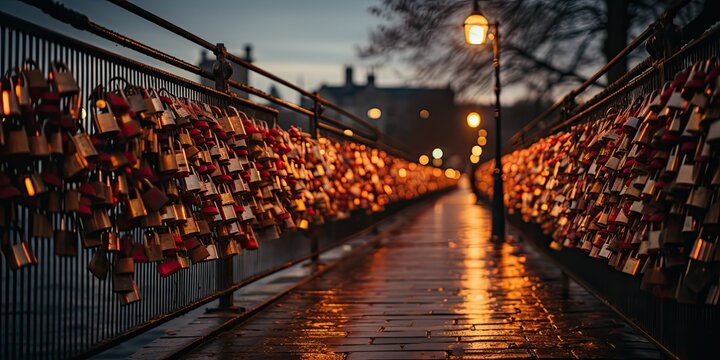 love locks may surround it, creating a beautiful display of shared commitments. 