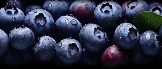 Glistening Dew on Blueberries