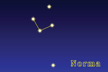 Constellation Norma. Illustration of the constellation Nagonnik. Constellation of the southern hemisphere of the sky. Constellation contains 42 stars