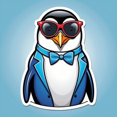 Naklejka premium penguin with sunglasses