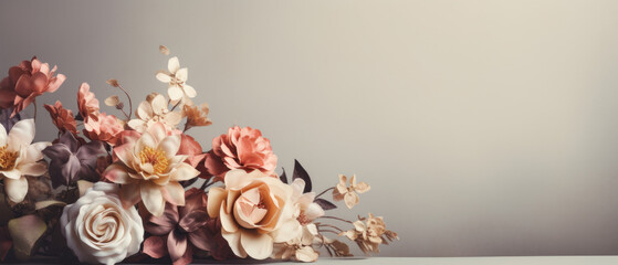 Artificial Flowers background with copy space
