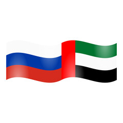 The national flag of the Russia and Principality of 	United Arab Emirates
