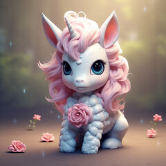 Beautiful horse unicorn mythology cute animal full of colors 