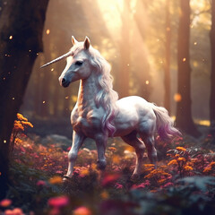 Beautiful horse unicorn mythology cute animal full of colors 