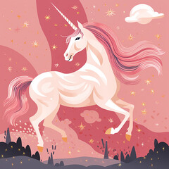 Beautiful horse unicorn mythology cute animal full of colors 