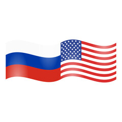 Obraz premium National flags of Russia and United States of America