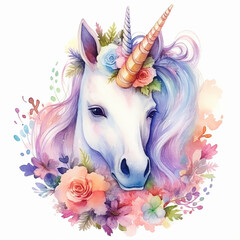 Beautiful horse unicorn mythology cute animal full of colors 