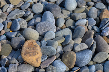 sea ​​stones on the beach of Cyprus in winter 2