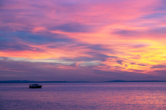 Romantisches Abendrot, Sonnenuntergang am Bodensee
