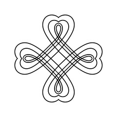 Celtic clover symol. Line art vector illustration. Celtic style decoartive element.