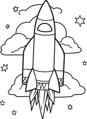 Pretty and funny coloring page of a rocket coloring page
