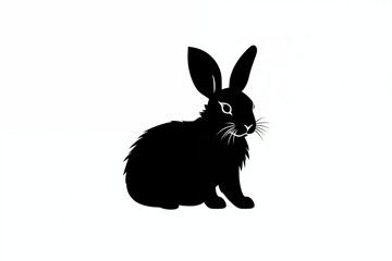 Obraz premium Silhouette of a Bunny Black and White Background Clip Art Illustration Icon generative ai