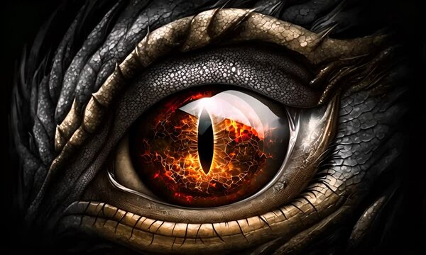 Dragon Eye Ball Video, Dragon's Gaze.  Mesmerizing Slow-Motion Close-Up of Fantasy Eyeball and Scales - A Cinematic Journey into Mythical Realms. 