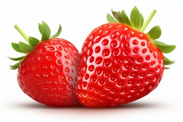 Fresh delicious red strawberries close-up on white background isolated