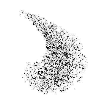 recommend clip art: Curved black ink splashes. Grain texture on a white background. Vector clip art elements for art design.