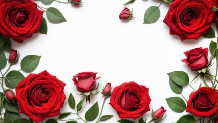 A lot of beautiful red roses. Beautiful festive background with place for text.