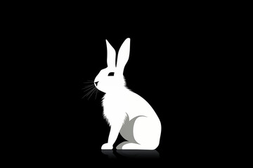 black and white bunny rabbit silhouette with no background simple hare generative ai