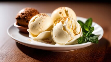 Multi-colored ice cream in cups on a light background