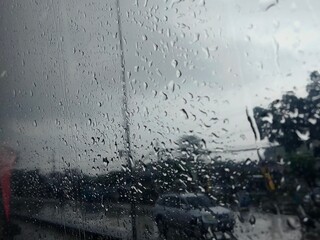 Raindrops in the window 