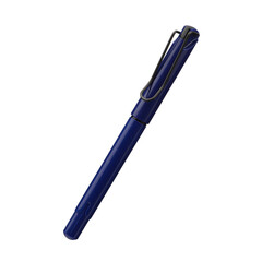Ballpoint pen isolated on transparent background, elegant pen in navy blue. Png Isolated background.