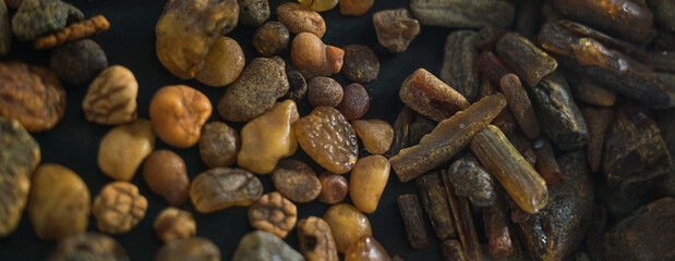 Pieces of old ambers. Mineral exchange. 